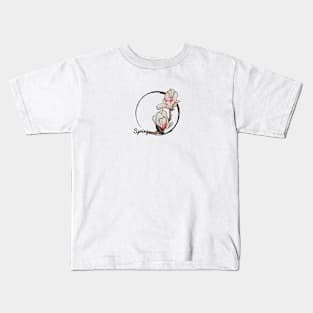 Pink magnolia drawing Kids T-Shirt